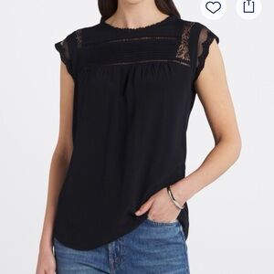 Chic Black Lace Trim Blouse